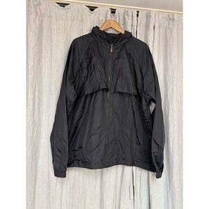 Holloway Mens XL Black Full Zip Windbreaker Jacket Stowaway Hood Mesh Lined